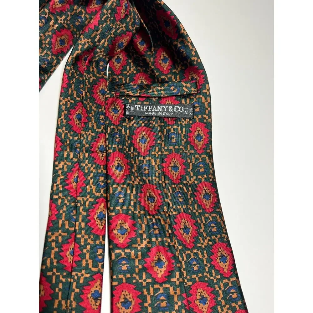 Tiffany & Co. LN Multicolor Print 100% Silk Tie Necktie 57